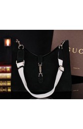 Gucci New Jackie Medium Shoulder Bag Suede Leather 246907 Black VS04255