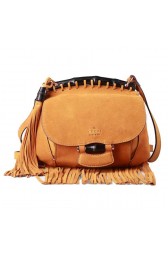 Gucci Nouveau Fringe Suede Leather Shoulder Bag 347103 Wheat VS01798
