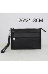 Gucci Original Grainy Leather Clutch G8016 Black VS02900