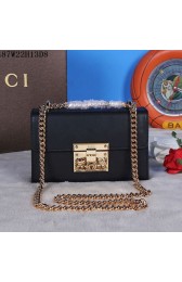 Gucci Padlock Leather Shoulder Bag 409487 Black VS06636