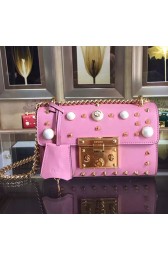 Gucci Padlock Studded Leather Shoulder Bag Pink 432182 VS03219
