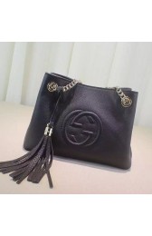 Gucci Soho Leather Chain Strap Shoulder Bag Black 387043 VS00561