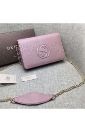 Gucci Soho Leather Mini Chain Bag Pink 407041 VS09429