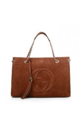 Gucci Soho Medium Tote Bag Suede Leather 308982 Brown VS08546