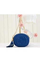 Gucci Soho Original Leather mini Chain Bag 353965 Blue VS07801