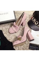 Gucci Suede Fringe Pump Pink 408206 VS03420