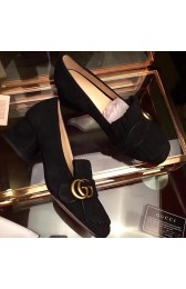 Gucci Suede Mid-heel Pump Black 461947 VS09591