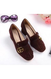 Gucci Suede Mid-heel Pump Coffee 461947 VS07057
