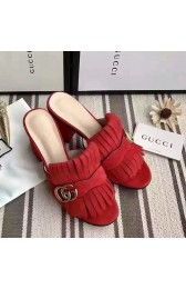 Gucci Suede Mid-heel Slide Red 453495 VS02999