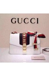 Gucci Sylvie Leather Shoulder Bag 421822 White VS02559