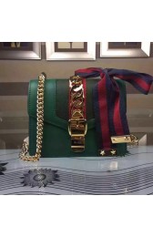 Gucci Sylvie Leather Shoulder Bag 421882 Green VS00354