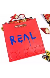Gucci XL Red Leather GucciGhost Tote with Real Print 414476 VS09749