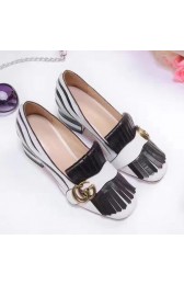 Gucci Zebra Metallic Mid-heel Pump White and Black 461947 VS04041