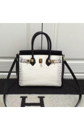 Hermes Birkin 25 Tote Bag Black and White Croco Leather HBC12 VS04475