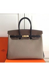 Hermes Birkin 35 Tote Bag in Grey and Coffee Togo Leather HBK3501 VS07194