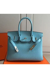 Hermes Birkin 35 Tote Bag in Light Blue Togo Leather Gold Hardware HBK3501 VS06757