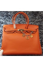 Hermes Birkin 35CM Tote Bag Litchi Leather HB35GL Orange VS01955