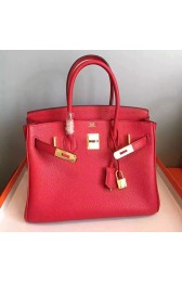 Hermes Birkin 35CM Tote Bag Red Litchi Leather HB091510 VS03197