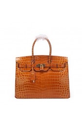 Hermes Birkin 35CM Tote Bag Wheat Iridescent Croco Leather Gold VS03750
