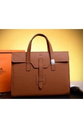 Hermes Briefcase Original Grainy Calf Leather H1120 Wheat VS06077