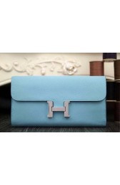 Hermes Constance Long Wallets Original Leather HA909 SkyBlue VS02496