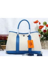 Hermes Garden Party 30cm Tote Bag Canvas Blue VS08903