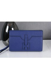 Hermes Jige Clutch Bag Calfskin Leather HQ8059 Blue VS08099
