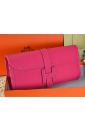 Hermes Jige Clutch Bag Calfskin Leather Rose VS05620