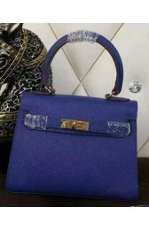Hermes Kelly 20cm Tote Bag Litchi Leather K20 Blue VS02197