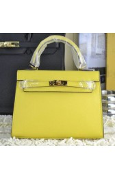 Hermes Kelly 22cm Tote Bag Calfskin Leather Lemon VS07721