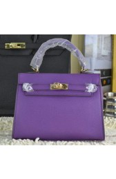 Hermes Kelly 22cm Tote Bag Calfskin Leather Purple VS08473