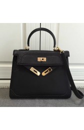 Hermes Kelly 28 Tote Bag in Black Swift Leather HK1220 VS06070