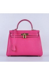 Hermes Kelly 28cm Shoulder Bags Rose Grainy Leather Gold VS07096