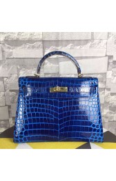 Hermes Kelly 32cm Tote Bag Blue Crocodile Leather K06221 VS01209