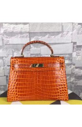 Hermes Kelly 32cm Tote Bag Brown Crocodile Leather K06221 VS00803