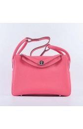 Hermes Lindy 30CM Grainy Leather Shoulder Bag H6207 Rose VS02299
