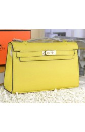 Hermes MINI Kelly 22cm Tote Bag Calfskin Leather Lemon VS03569