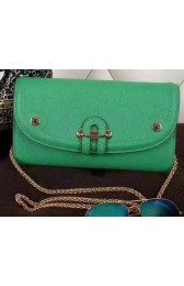Hermes Passe-Guide Shoulder Bag Calfskin Leather H33225 Green VS09562