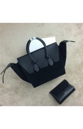 High Imitation Celine Tie Top Handle Bag Suede Leather C98314 Black VS01385