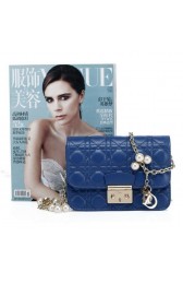 High Imitation MISS DIOR Shoulder Bag in Lambskin Leather CD6331 Blue VS03042