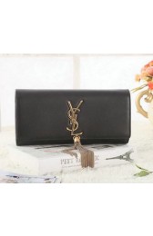 High Imitation Saint Laurent Classic Monogramme Tassel Original Leather Clutch Y5485 Black VS07522