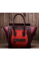 High Quality Celine Luggage Mini Tote Bag Suede Leather Ci3308 Burgundy&Red VS04127