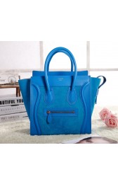 High Quality Celine Micro Luggage 3307 in Shiny Blue Original Leather with Suede Leather YD VS09275