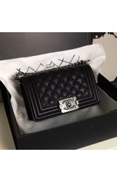 High Quality Fake Chanel Small Quilted Caviar Boy Bag Black Silver A13043 VS03258