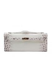 High Quality Hermes Kelly Clutch Bag Croco Leather K1002 OffWhite VS06972