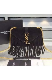 High Quality Imitation Yves Saint Laurent Classic Flap Front Bag Tassel Suede Leather Y30340 Black VS08250