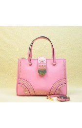 High Quality Prada Saffiano Leather Tote With Metal Studs B2752M Pink VS00005