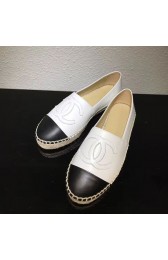 Hot Chanel CC Lambskin Espadrille Flat White CH0731 VS03806