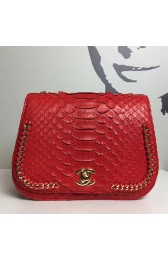 Hot Chanel Snake Leather Flap Shoulder Bag Red A98774 VS03855