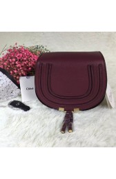 Hot Chloe Marcie Mini Textured-leather Shoulder Bag Burgundy 151080 VS03967